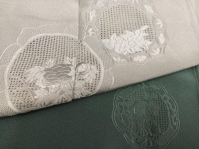 平和屋着物●中国三大刺繍　スワトウ刺繍　汕頭刺繍　総刺繍　訪問着　草花丸文　暈し染め　正絹　逸品　未使用　AABM6251ph
