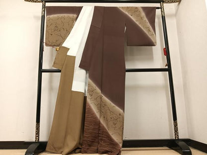 平和屋着物●訪問着　草花文　暈し染め　正絹　逸品　AABM6253ph