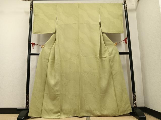 平和屋着物●上質な色無地　道長花地紋　木蘭色　正絹　逸品　未使用　AABM6254ph