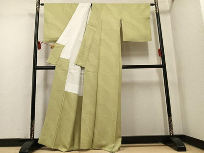 平和屋着物●上質な色無地　道長花地紋　木蘭色　正絹　逸品　未使用　AABM6254ph