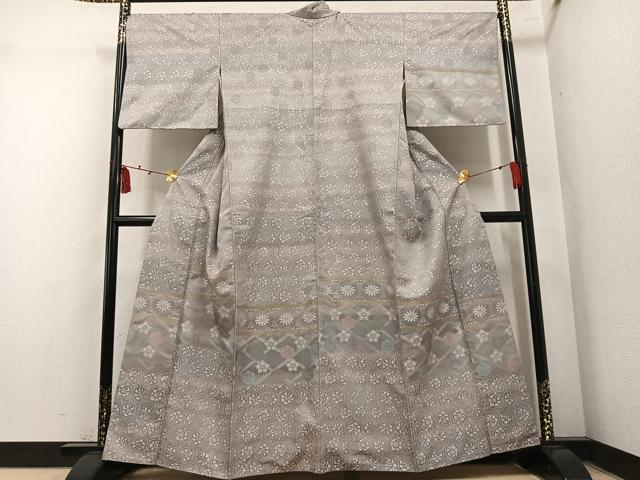 平和屋着物●訪問着　お召地　花尽くし　正絹　逸品　AABM6256ph
