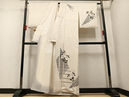 平和屋着物●訪問着　枝花文　正絹　逸品　AABM6259ph