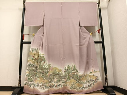 平和屋着物●豪華色留袖　作家物　寿光織　源氏絵巻図　暈し染め　金糸　正絹　逸品　AABM6260ph