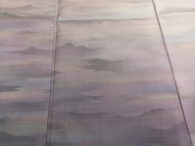 平和屋着物●本場縞大島紬　染大島　訪問着　作家物　遠山霞文　暈し染め　正絹　逸品　AABM6261ph