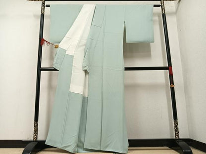 平和屋着物●上質な色無地　錆青磁色　正絹　逸品　AABM6262ph