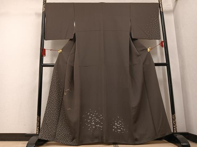 平和屋着物●訪問着　刺繍　枝花文　金彩　正絹　逸品　AABM6265ph