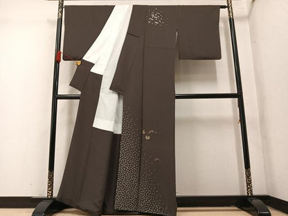 平和屋着物●訪問着　刺繍　枝花文　金彩　正絹　逸品　AABM6265ph