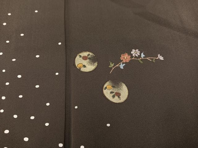 平和屋着物●訪問着　刺繍　枝花文　金彩　正絹　逸品　AABM6265ph