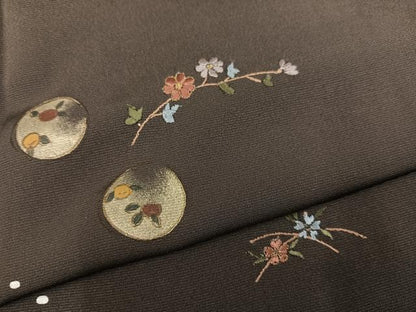 平和屋着物●訪問着　刺繍　枝花文　金彩　正絹　逸品　AABM6265ph