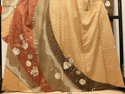 平和屋着物●豪華振袖　絞り　駒刺繍　草花文　金彩　正絹　逸品　AABM6267ph