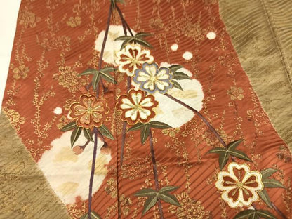 平和屋着物●豪華振袖　絞り　駒刺繍　草花文　金彩　正絹　逸品　AABM6267ph