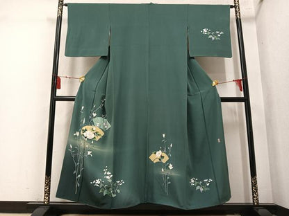 平和屋着物●訪問着　友禅　作家物　地紙枝花文　暈し染め　正絹　逸品　AABM6268ph