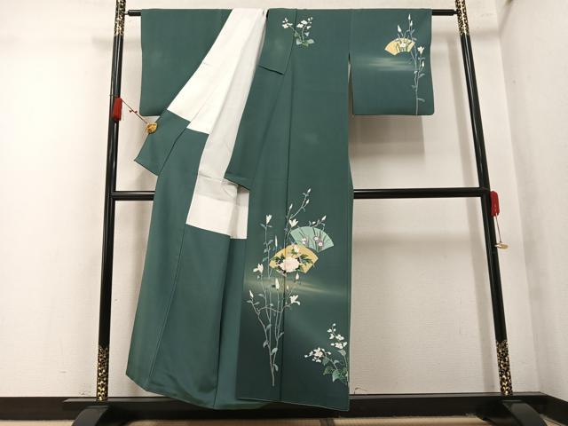 平和屋着物●訪問着　友禅　作家物　地紙枝花文　暈し染め　正絹　逸品　AABM6268ph