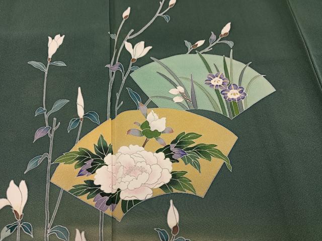 平和屋着物●訪問着　友禅　作家物　地紙枝花文　暈し染め　正絹　逸品　AABM6268ph