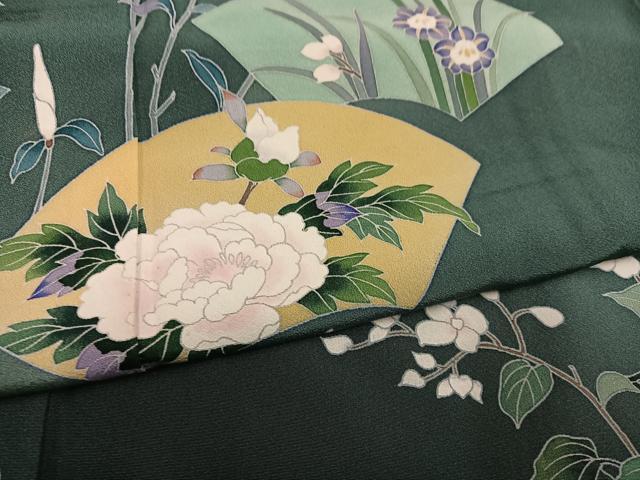 平和屋着物●訪問着　友禅　作家物　地紙枝花文　暈し染め　正絹　逸品　AABM6268ph