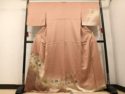 平和屋着物●訪問着　螺鈿　枝花文　暈し染め　金銀彩　正絹　逸品　未使用　AABM6270ph