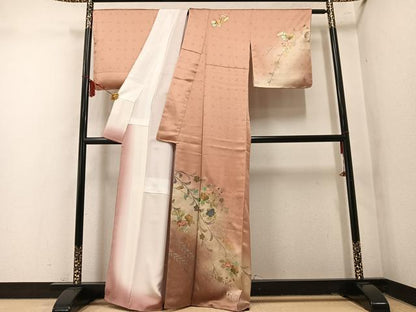 平和屋着物●訪問着　螺鈿　枝花文　暈し染め　金銀彩　正絹　逸品　未使用　AABM6270ph