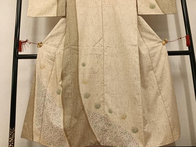 平和屋着物●訪問着　ぜんまい紬　花唐草文　正絹　逸品　未使用　AABM6271ph