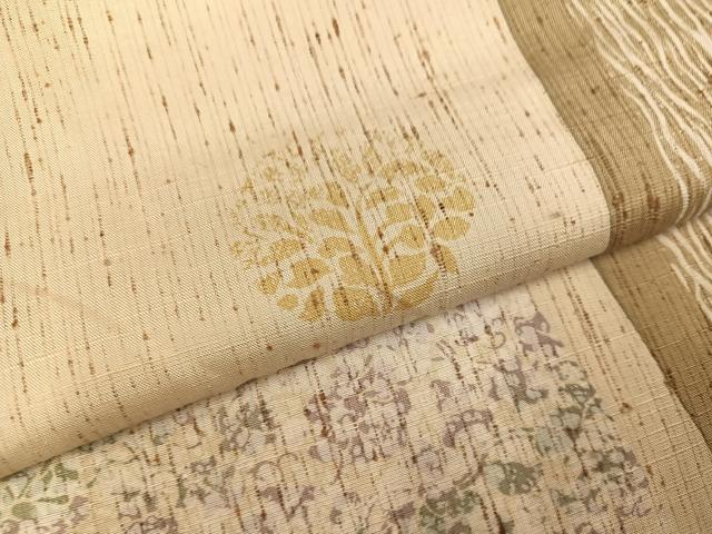 平和屋着物●訪問着　ぜんまい紬　花唐草文　正絹　逸品　未使用　AABM6271ph