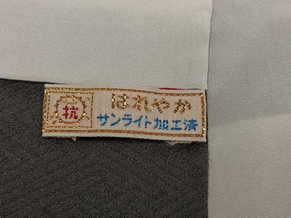 平和屋着物●訪問着　絞り　兎芝文　黒地　正絹　逸品　AABM6272ph