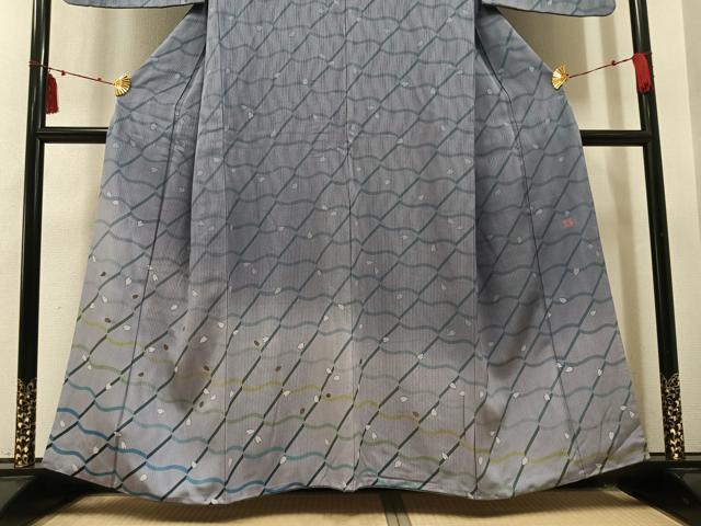 平和屋着物●訪問着　作家物　舞桜文　暈し染め　金彩　正絹　逸品　AABM6275ph