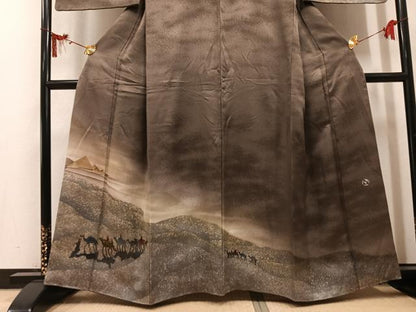 平和屋着物●訪問着　作家物　シルクロード　暈し染め　正絹　逸品　AABM6284ph