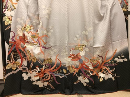 平和屋着物●豪華振袖　駒刺繍　鳳凰桐文　暈し染め　金銀彩　正絹　逸品　AABM6285ph