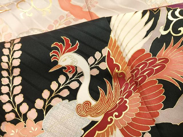 平和屋着物●豪華振袖　駒刺繍　鳳凰桐文　暈し染め　金銀彩　正絹　逸品　AABM6285ph