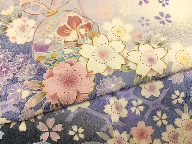 平和屋着物●豪華振袖　駒刺繍　舞花文　暈し染め　ロング丈　正絹　逸品　AABM6288ph