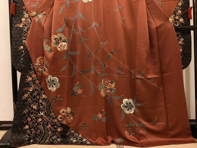 平和屋着物●豪華振袖　駒刺繍　花鳥文　金彩　正絹　逸品　AABM6290ph