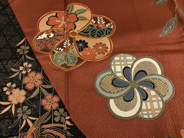 平和屋着物●豪華振袖　駒刺繍　花鳥文　金彩　正絹　逸品　AABM6290ph