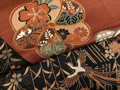 平和屋着物●豪華振袖　駒刺繍　花鳥文　金彩　正絹　逸品　AABM6290ph