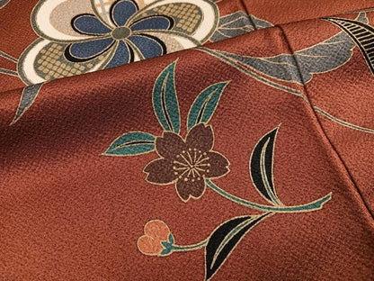 平和屋着物●豪華振袖　駒刺繍　花鳥文　金彩　正絹　逸品　AABM6290ph