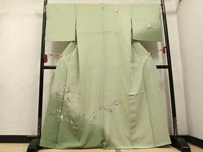 平和屋着物●訪問着　友禅　作家物　枝花文　暈し染め　正絹　逸品　AABM6291ph