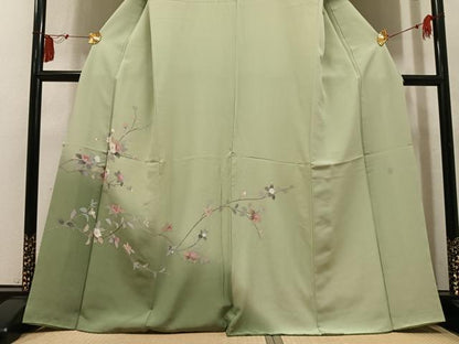平和屋着物●訪問着　友禅　作家物　枝花文　暈し染め　正絹　逸品　AABM6291ph