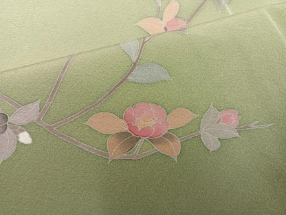 平和屋着物●訪問着　友禅　作家物　枝花文　暈し染め　正絹　逸品　AABM6291ph
