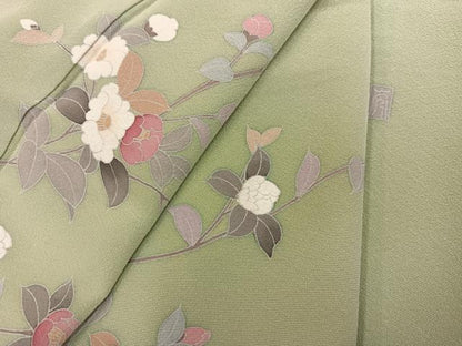 平和屋着物●訪問着　友禅　作家物　枝花文　暈し染め　正絹　逸品　AABM6291ph