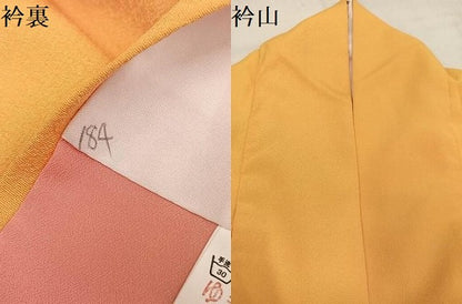 平和屋着物●小振袖　二尺袖　桜文　暈し染め　洗える着物　AABM6292ph