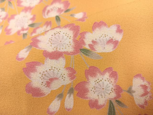 平和屋着物●小振袖　二尺袖　桜文　暈し染め　洗える着物　AABM6292ph