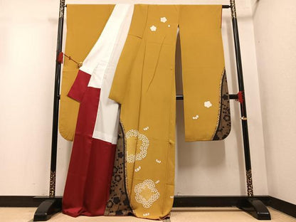 平和屋着物●豪華振袖　梅文　金彩　正絹　逸品　AABM6295ph