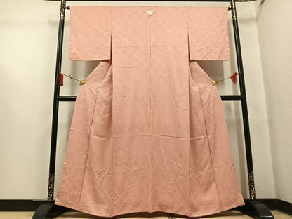 平和屋着物●上質な色無地　草花地紋　赤香色　さが美扱い　正絹　逸品　未使用　AABM6302ph