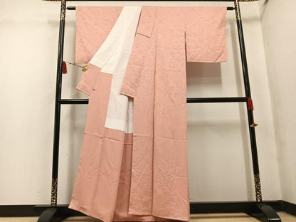 平和屋着物●上質な色無地　草花地紋　赤香色　さが美扱い　正絹　逸品　未使用　AABM6302ph