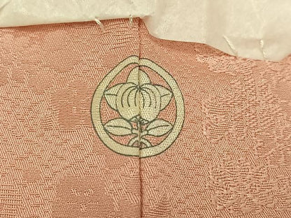 平和屋着物●上質な色無地　草花地紋　赤香色　さが美扱い　正絹　逸品　未使用　AABM6302ph