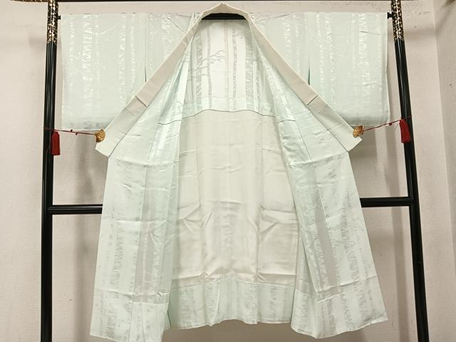 平和屋着物●長襦袢　無双仕立て　枝葉地紋　柳鼠色　正絹　逸品　未使用　AABM6305ph