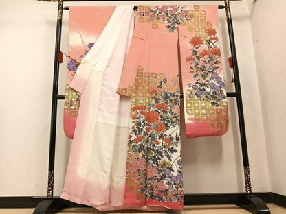 平和屋着物●豪華振袖　枝花文　暈し染め　金彩　正絹　逸品　AABM6307ph