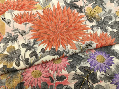 平和屋着物●豪華振袖　枝花文　暈し染め　金彩　正絹　逸品　AABM6307ph