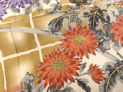 平和屋着物●豪華振袖　枝花文　暈し染め　金彩　正絹　逸品　AABM6307ph