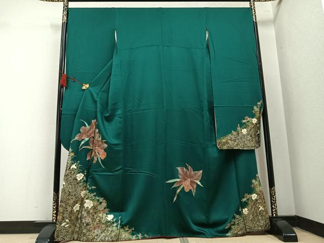 平和屋着物●豪華振袖　草花文　金彩　正絹　逸品　AABM6309ph