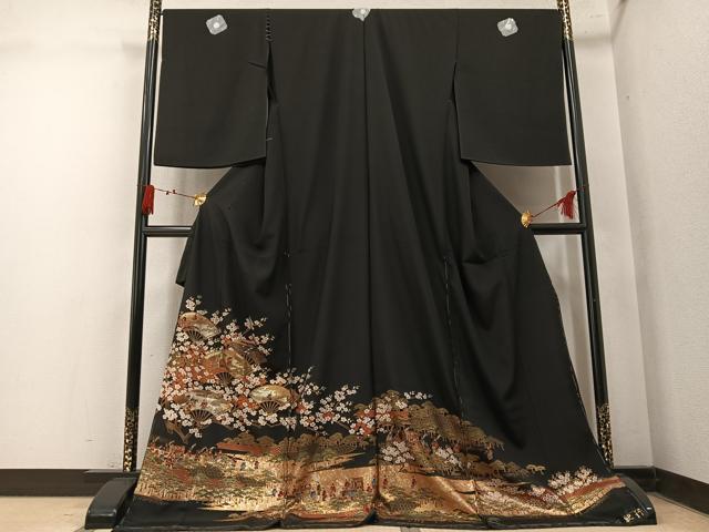 平和屋着物●豪華黒留袖　洛中紀行　本金箔　仮絵羽　正絹　逸品　未使用　AABM6314ph