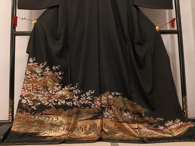 平和屋着物●豪華黒留袖　洛中紀行　本金箔　仮絵羽　正絹　逸品　未使用　AABM6314ph